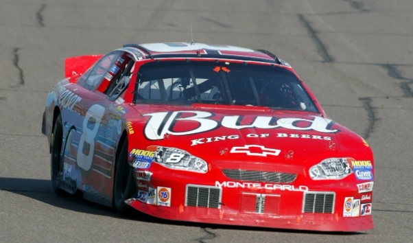 Dale Earnhardt Jr. drives his #8 Budweiser Chevrolet during the NASCAR Cup Series Checker Auto Parts 500